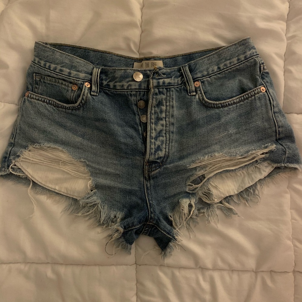 Free People Frayed Jean Shorts